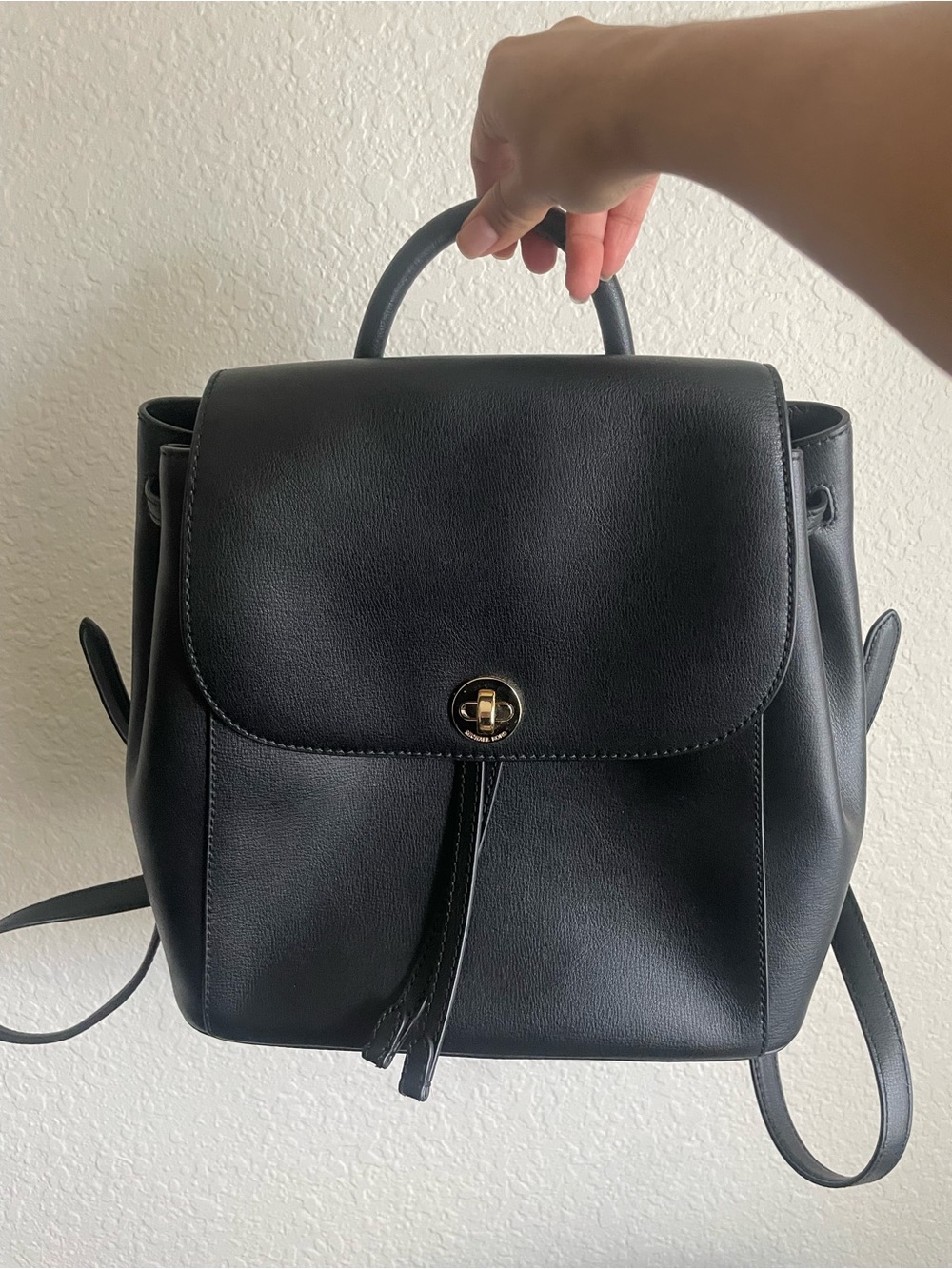 Classic Michael Kors Black Leatherette Backpack Purse - Women's Handbag